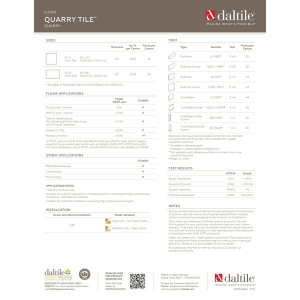 Daltile 0QQCL3565P Quarry Tile 8" x 4" Cove Base Incorner Tile